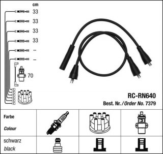 Zapalovací kabely NGK Renault Clio 1.1 (05.90-05.95) RC-RN640 7379 (sada)