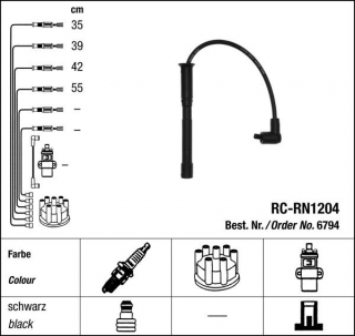 Zapalovací kabely NGK Renault Kangoo 1.2 (10.99-06.01) RC-RN1204 6794 (sada)