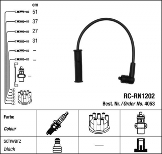 Zapalovací kabely NGK Renault Kangoo 1.6 (02.08-) RC-RN1202 4053 (sada)