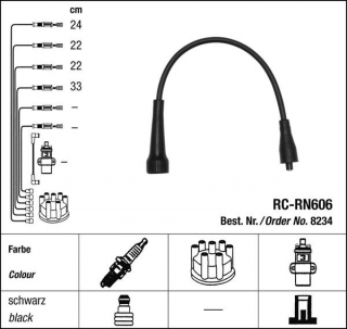 Zapalovací kabely NGK Renault Mégane 2.0 (08.95-08.03) RC-RN606 8234 (sada)