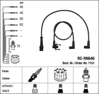 Zapalovací kabely NGK Renault Safrane 2.0 (01.92-10.96) RC-RN646 7151 (sada)