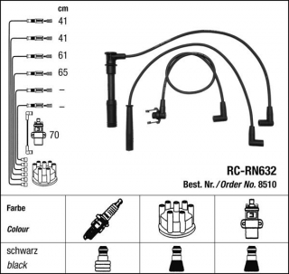 Zapalovací kabely NGK Renault Safrane 2.2 RXE Vi (01.92-10.96) RC-RN632 8510 (sada)