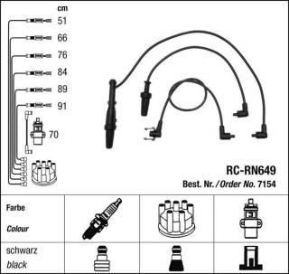 Zapalovací kabely NGK Renault Safrane 3.0 RXE (01.92-10.96) RC-RN649 7154 (sada)