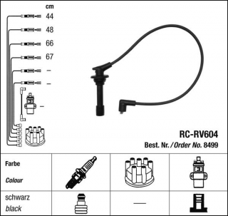 Zapalovací kabely NGK Rover 216 1.6 (03.96-06.99) RC-RV604 8499 (sada)