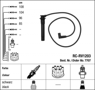 Zapalovací kabely NGK Rover 218 1.8 (01.96-06.99) RC-RV1203 7707 (sada)