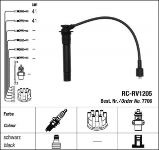 Zapalovací kabely NGK Rover 25 1.1 (01.04-05.05) RC-RV1205 7706 (sada)