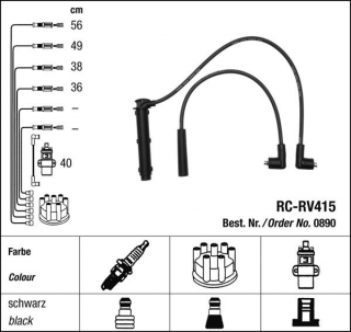 Zapalovací kabely NGK Rover 416 1.6 (03.96-06.99) RC-RV415 890 (sada)