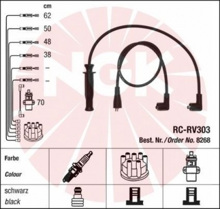 Zapalovací kabely NGK Rover 420 2.0 (10.91-06.99) RC-RV303 8268 (sada)