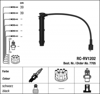Zapalovací kabely NGK Rover 45 1.4 (01.00-14K4F) RC-RV1202 7705 (sada)