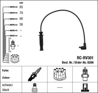 Zapalovací kabely NGK Rover 620 2.0 Turbo (05.94-08.98) RC-RV301 8266 (sada)