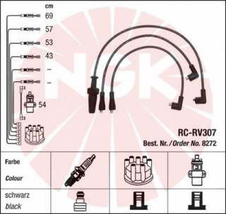 Zapalovací kabely NGK Rover 820 2.0 (10.93-01.96) RC-RV307 8272 (sada)