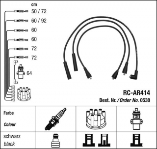 Zapalovací kabely NGK Rover Vanden Plas 3.5 (10.80-02.86) RC-AR414 538 (sada)
