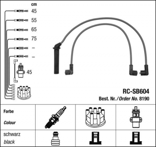 Zapalovací kabely NGK Saab 900 2.0 (10.85-09.89) RC-SB604 8190 (sada)