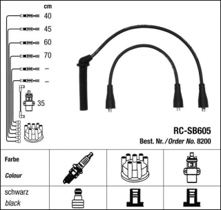 Zapalovací kabely NGK Saab 9000 2.3 (10.90-10.94) RC-SB605 8200 (sada)