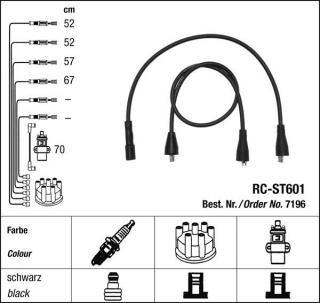 Zapalovací kabely NGK Seat Ibiza 0.9 (08.90-05.93) RC-ST601 7196 (sada)