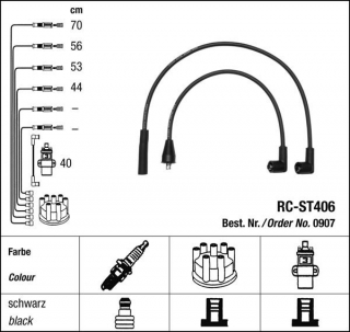 Zapalovací kabely NGK Seat Ibiza 1.7 (07.91-01.93) RC-ST406 907 (sada)