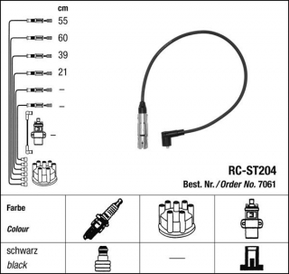 Zapalovací kabely NGK Seat Leon 1.6 (09.99-05.02) RC-ST204 7061 (sada)