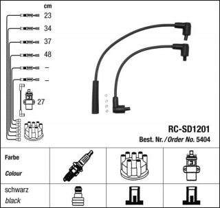 Zapalovací kabely NGK Škoda Felicia 1.3 (10.94-07.96) RC-SD1201 5404 (sada)