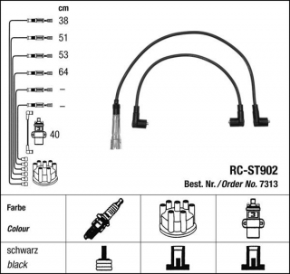 Zapalovací kabely NGK Škoda Felicia 1.6 (05.95-03.01) RC-ST902 7313 (sada)