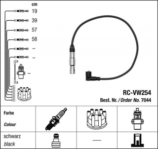 Zapalovací kabely NGK Škoda Octavia 2.0 (05.99-12.02) RC-VW254 7044 (sada)