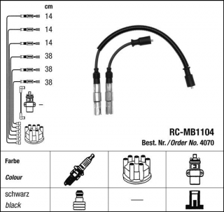 Zapalovací kabely NGK Smart Fortwo 0.7 (01.04-01.07) RC-MB1104 4070 (sada)