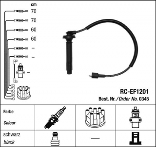 Zapalovací kabely NGK Subaru Forester 2.0 (07.97-08.98) RC-EF1201 345 (sada)