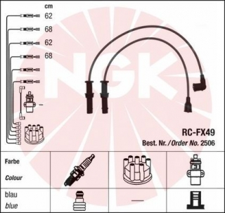 Zapalovací kabely NGK Subaru Impreza 1.6 (08.92-12.00) RC-FX49 2506 (sada)