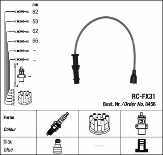 Zapalovací kabely NGK Subaru Impreza 1.8 (01.93-06.96) RC-FX31 8456 (sada)