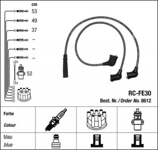 Zapalovací kabely NGK Subaru Justy 1.2 (06.86-07.95) RC-FE30 8612 (sada)