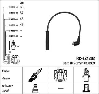 Zapalovací kabely NGK Subaru Justy 1.3 (05.96-11.03) RC-EZ1202 353 (sada)