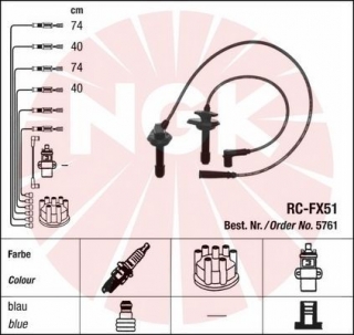 Zapalovací kabely NGK Subaru Legacy 2.0 (06.91-12.93) RC-FX51 5761 (sada)