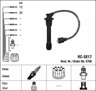 Zapalovací kabely NGK Suzuki Liana 1.3 (03.01-03.04) RC-SE17 2706 (sada)