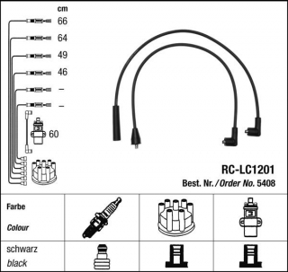 Zapalovací kabely NGK Suzuki Swift 1.3 (06.86-02.89) RC-LC1201 5408 (sada)
