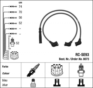 Zapalovací kabely NGK Suzuki Swift 1.3 (09.91-05.01) RC-SE93 8073 (sada)