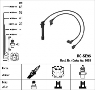 Zapalovací kabely NGK Suzuki Vitara 1.6 (07.88-03.98) RC-SE95 8068 (sada)