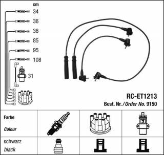 Zapalovací kabely NGK Toyota 4 Runner 3.0 (01.90-11.95) RC-ET1213 9150 (sada)