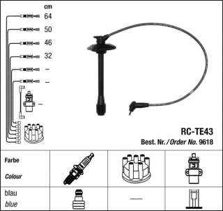 Zapalovací kabely NGK Toyota Carina 2.0 (11.94-09.97) RC-TE43 9618 (sada)