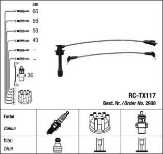 Zapalovací kabely NGK Toyota Celica 2.0 GTi (04.96-08.99) RC-TX117 2908 (sada)