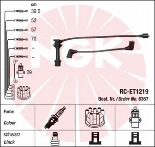 Zapalovací kabely NGK Toyota Celica 2.0 Turbo (10.87-10.91) RC-ET1219 6367 (sada)