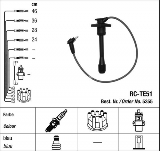 Zapalovací kabely NGK Toyota Corolla 1.3 (05.97-09.99) RC-TE51 5355 (sada)