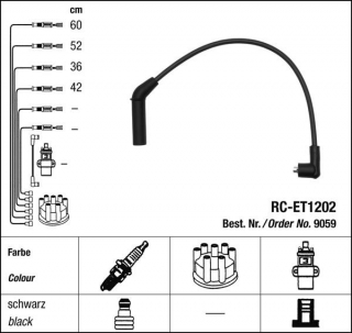 Zapalovací kabely NGK Toyota Corolla 1.3 (08.89-04.92) RC-ET1202 9059 (sada)