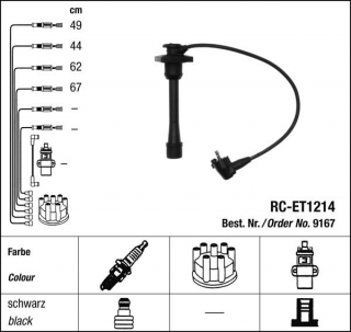 Zapalovací kabely NGK Toyota Corolla 1.6 (08.95-04.97) RC-ET1214 9167 (sada)