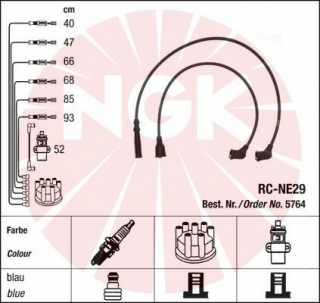 Zapalovací kabely NGK Toyota Cressida 2.0 (08.82-04.85) RC-NE29 5764 (sada)