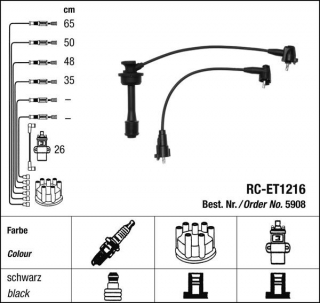 Zapalovací kabely NGK Toyota MR-2 2.0 GT (11.89-05.00) RC-ET1216 5908 (sada)
