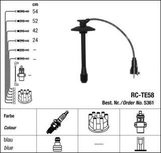 Zapalovací kabely NGK Toyota Picnic 2.0 (01.01-12.01) RC-TE58 5361 (sada)