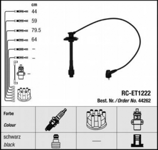 Zapalovací kabely NGK Toyota RAV 4 2.0 (12.97-04.00) RC-ET1222 44262 (sada)