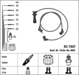 Zapalovací kabely NGK Toyota Supra 3.0 (01.86-08.90) RC-TX07 9687 (sada)