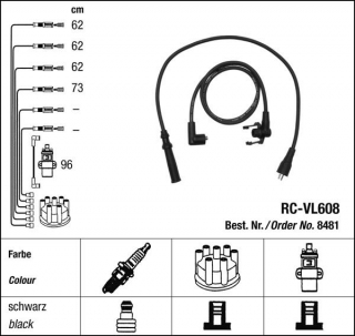 Zapalovací kabely NGK Volvo 360 2.0 GLTi (09.85-08.86) RC-VL608 8481 (sada)