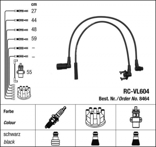 Zapalovací kabely NGK Volvo 460 1.7 (09.89-08.93) RC-VL604 8464 (sada)