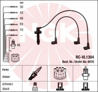 Zapalovací kabely NGK Volvo S70 2.0 Turbo (11.96-09.00) RC-VL1304 6076 (sada)